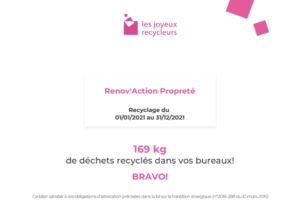 Bilan recyclage 2021 au siège – les joyeux recycleurs